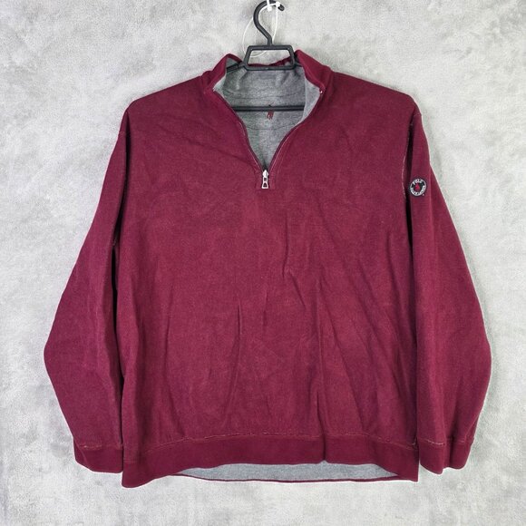 Mens Polo Ralph Lauren Reversible Gray & Burgundy 1/4 Zip Pullover Sweatshirt M - Picture 2 of 9